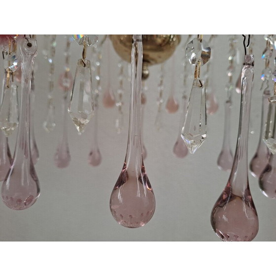 Image 1 of Vintage waterfall chandelier in Murano glass and gilded metal for Venini