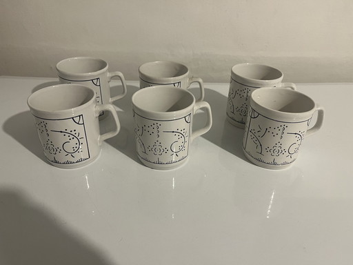 6x Mugs Mugs Distri Boch Seca England Copenhagen pattern