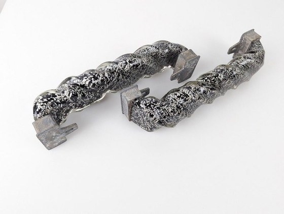 Image 1 of 2X Murano Glass And Silver Spiral Handles 1960S