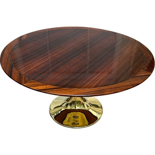 Vintage rosewood and brass coffee table by Angelo Mangiarotti