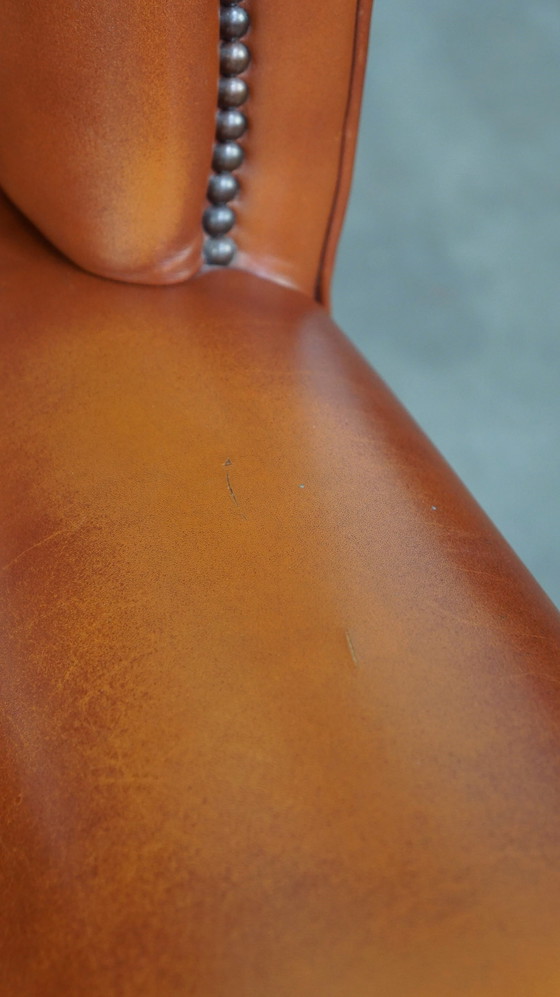 Image 1 of Beef leather chesterfield ear chair