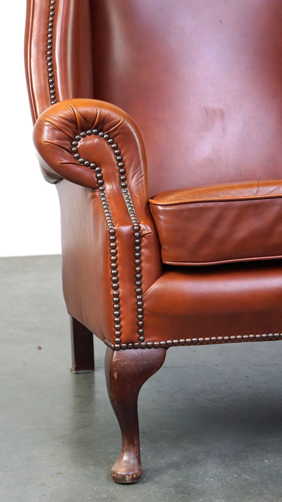 Image 1 of Beef leather chesterfield ear chair