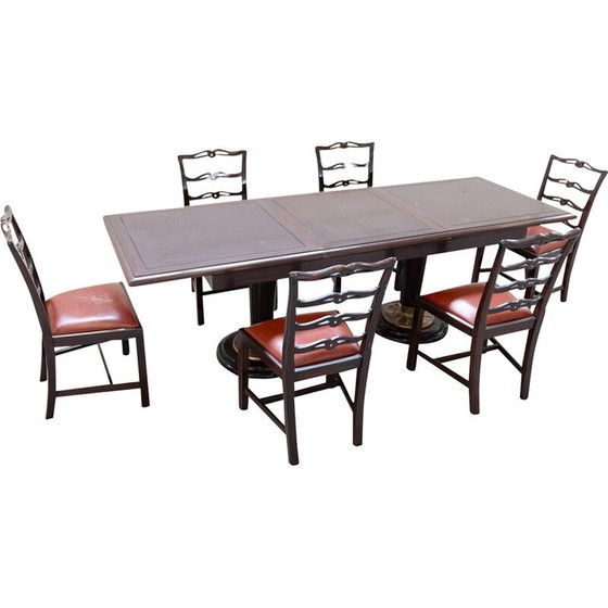 Image 1 of Vintage solid mahogany dining set, 1980