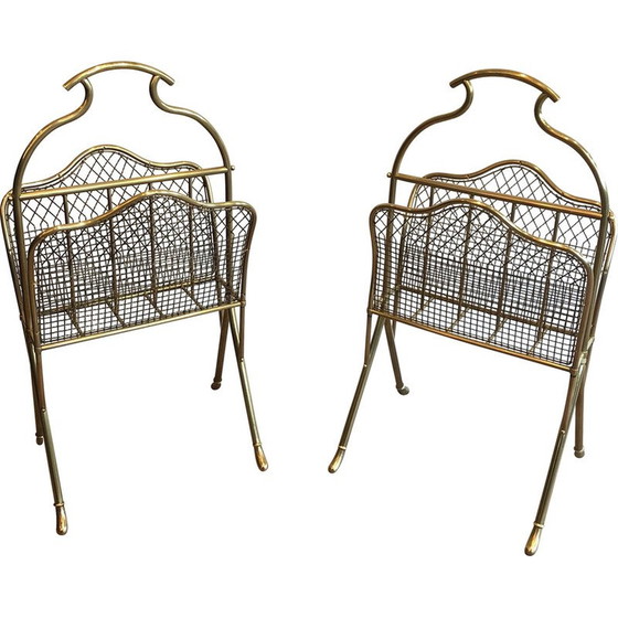Image 1 of Pair of vintage brass magazine racks, France 1900
