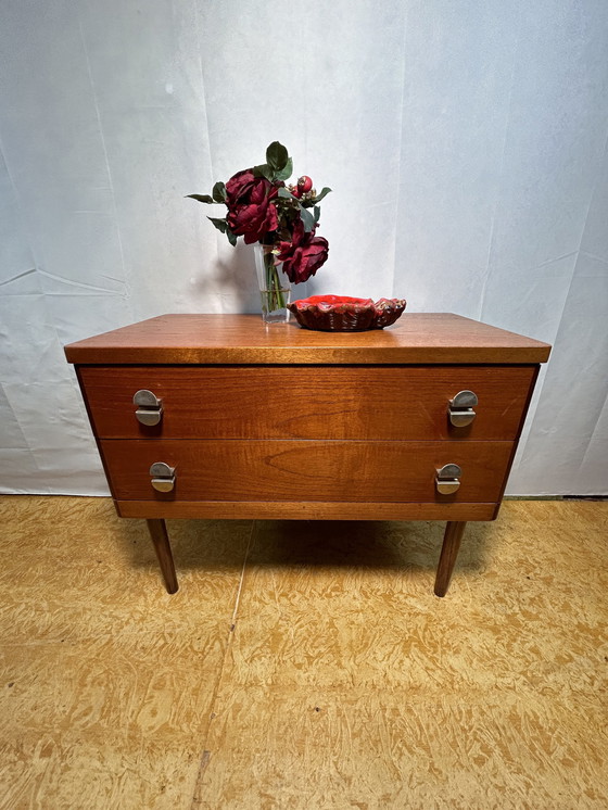 Image 1 of Mid Century Retro Vintage Teak Small Chest Of Drawers 1970 By Stag