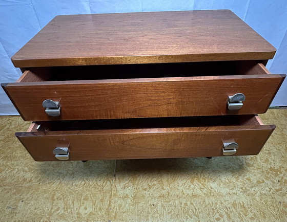 Image 1 of Mid Century Retro Vintage Teak Small Chest Of Drawers 1970 By Stag