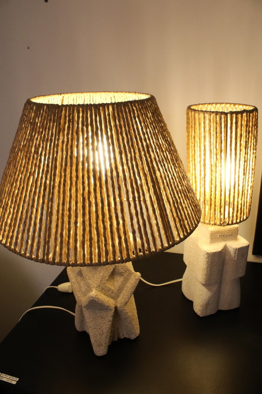 Pair of Brutalist lamps in Pierre du Gard.