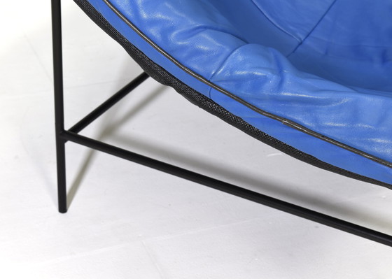 Image 1 of Butterfly Sofa In Blue Leather By Gerard Van Den Berg For Montis