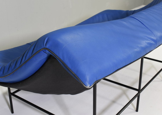 Image 1 of Butterfly Sofa In Blue Leather By Gerard Van Den Berg For Montis