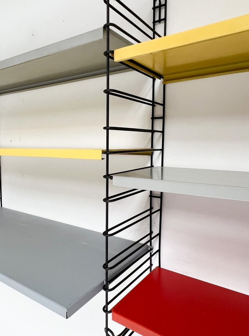 Nine-Piece Yellow/Red Tomado Wall Rack From A. Dekker, 1950'S