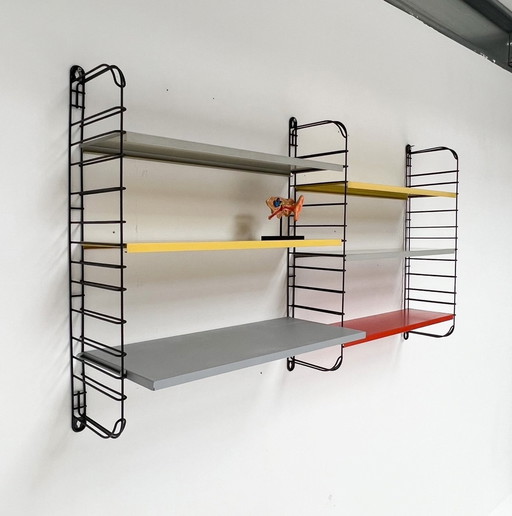 Nine-Piece Yellow/Red Tomado Wall Rack From A. Dekker, 1950'S