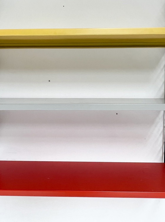 Image 1 of Nine-Piece Yellow/Red Tomado Wall Rack From A. Dekker, 1950'S