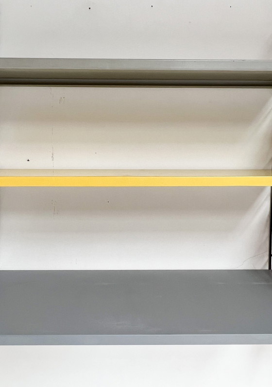 Image 1 of Nine-Piece Yellow/Red Tomado Wall Rack From A. Dekker, 1950'S