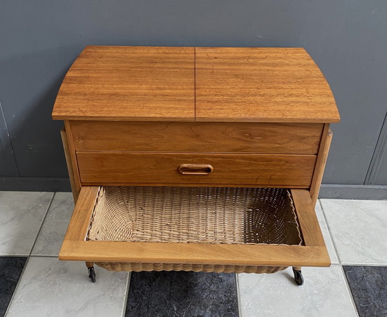 Image 1 of Teak Sewing Box Table Danish 1960S