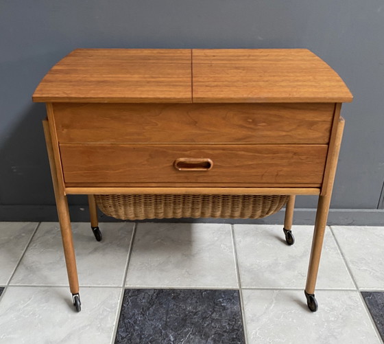 Image 1 of Teak Sewing Box Table Danish 1960S