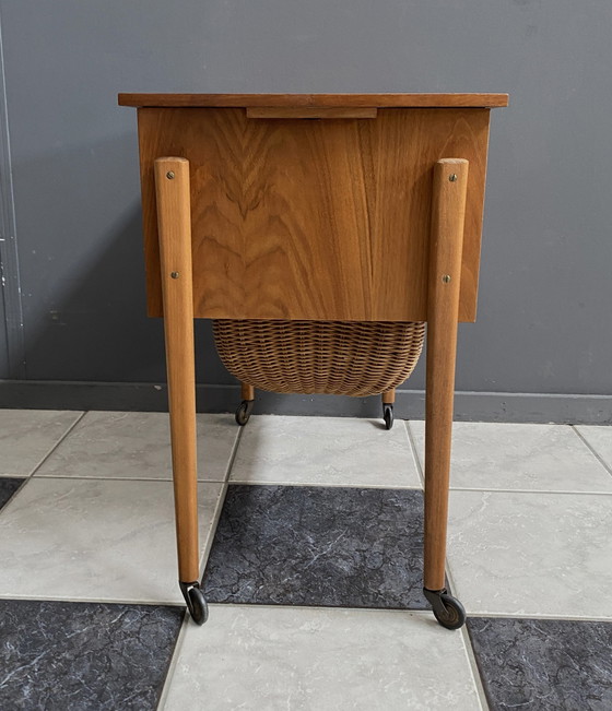 Image 1 of Teak Sewing Box Table Danish 1960S