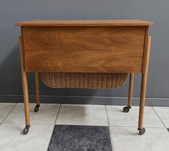 Image 1 of Teak Sewing Box Table Danish 1960S