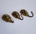 3 ganci corti vintage a forma di leone in ottone