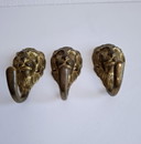 3 ganci corti vintage a forma di leone in ottone