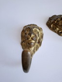 3 ganci corti vintage a forma di leone in ottone