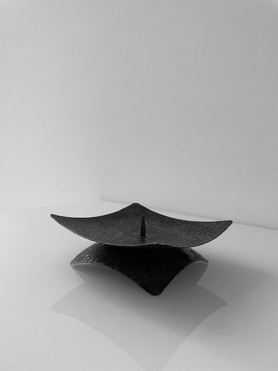 Image 1 of Brutalist Candle Stand Patinated Iron