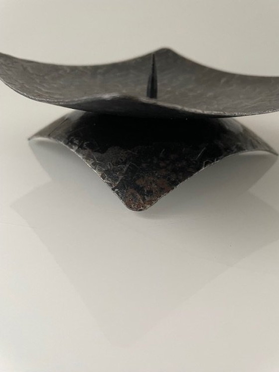 Image 1 of Brutalist Candle Stand Patinated Iron