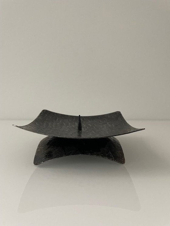 Image 1 of Brutalist Candle Stand Patinated Iron