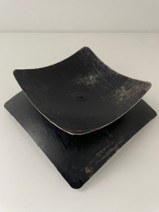 Image 1 of Brutalist Candle Stand Patinated Iron