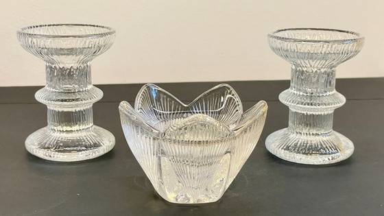 Image 1 of Cristal candleholders Littala Vintage style