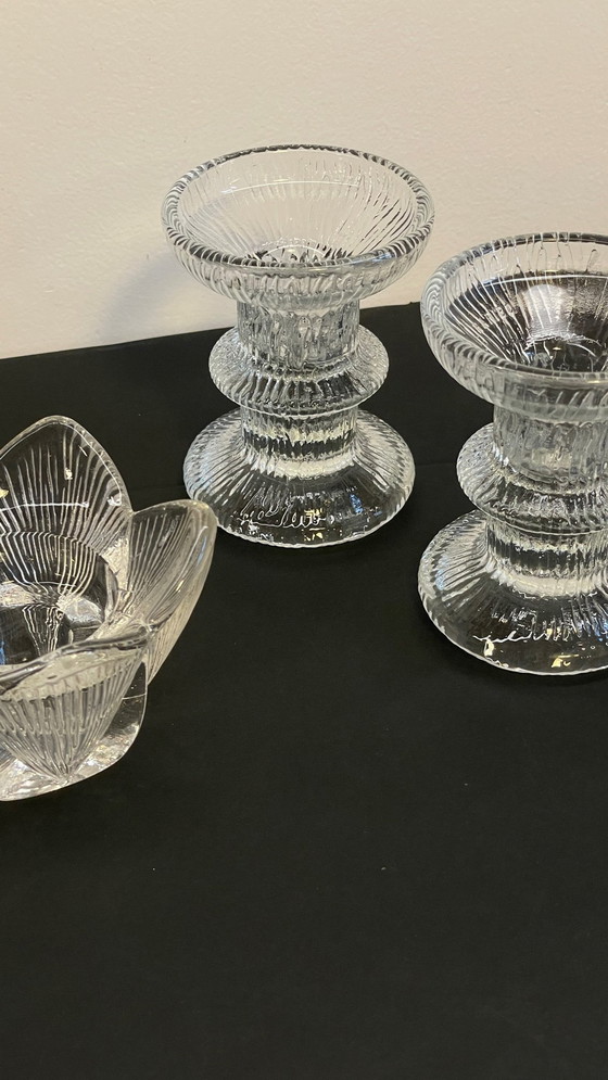 Image 1 of Cristal candleholders Littala Vintage style