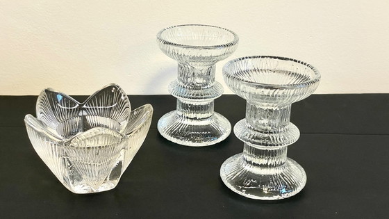 Image 1 of Cristal candleholders Littala Vintage style