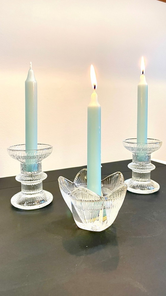 Image 1 of Cristal candleholders Littala Vintage style