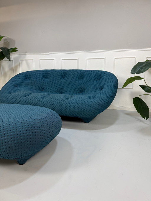 Ligne Roset Ploum Designer Sofa Blue Couch 2 Seater