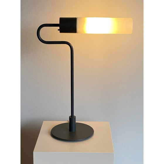 Image 1 of Vintage Royal Copenhagen Flamingo table lamp in metal painted in gray-brown by Jørgen Møller, Denmark 1980