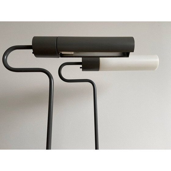 Image 1 of Vintage Royal Copenhagen Flamingo table lamp in metal painted in gray-brown by Jørgen Møller, Denmark 1980