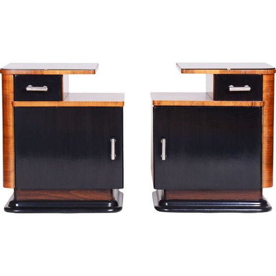 Image 1 of Coppia di comodini vintage Art Déco in noce ceco, anni '30
