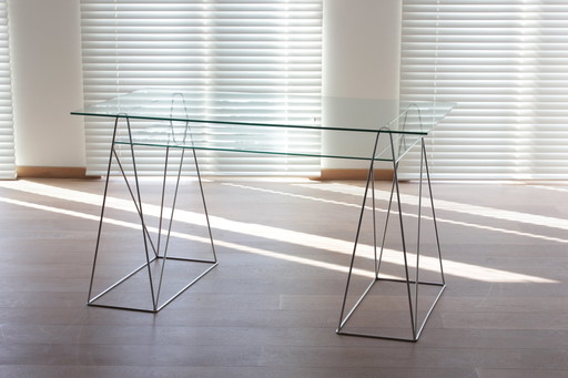 Postmodern French Glass Desk, 1980S