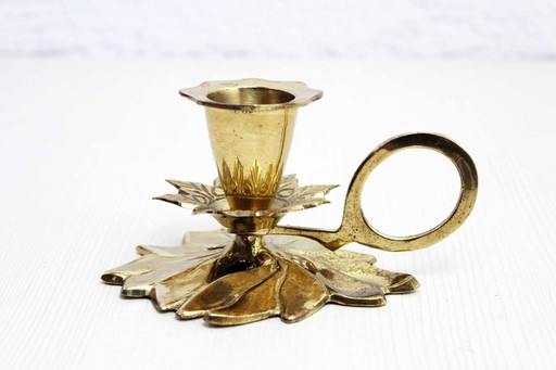 Art Nouveau Flower brass Candlestick