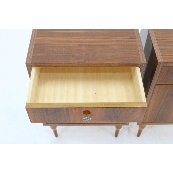Image 1 of Pair of vintage bedside tables in walnut finish, Italy 1950