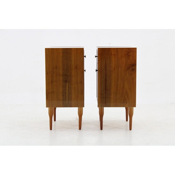 Image 1 of Pair of vintage bedside tables in walnut finish, Italy 1950