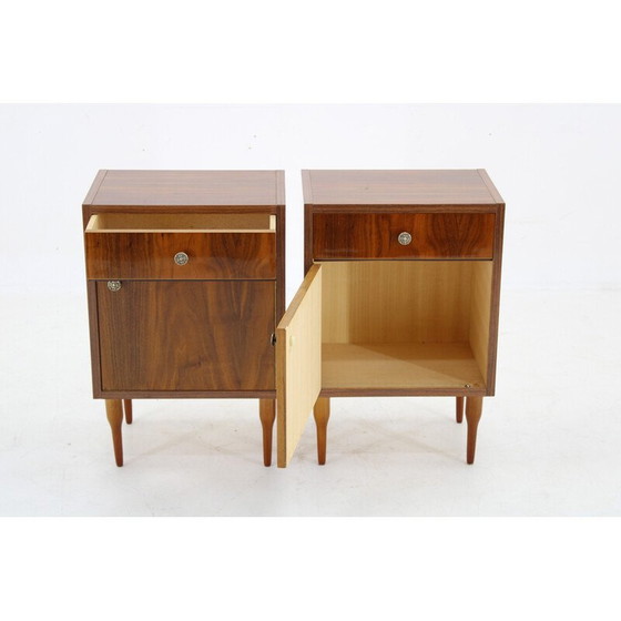 Image 1 of Pair of vintage bedside tables in walnut finish, Italy 1950