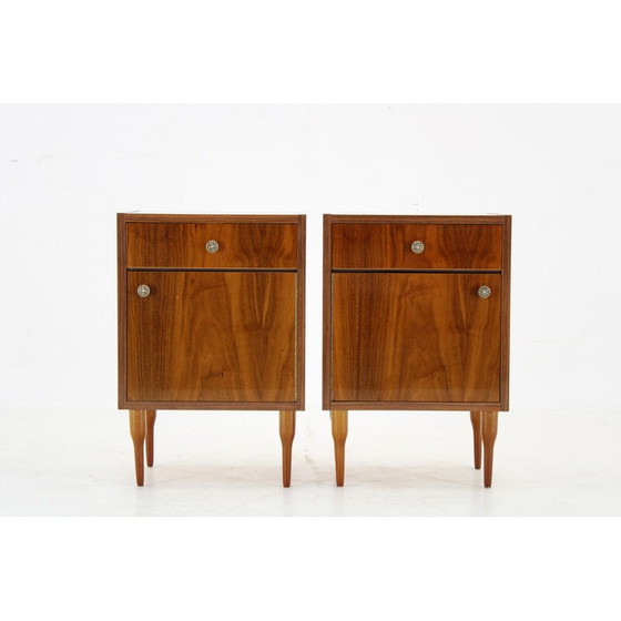 Image 1 of Pair of vintage bedside tables in walnut finish, Italy 1950