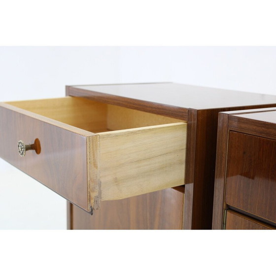 Image 1 of Pair of vintage bedside tables in walnut finish, Italy 1950