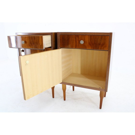 Image 1 of Pair of vintage bedside tables in walnut finish, Italy 1950