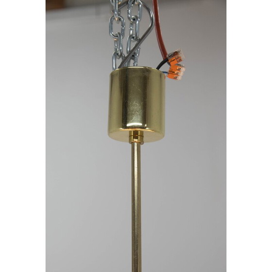 Image 1 of Vintage brass and glass chandelier by Kamenicky Senov, Czechoslovakia 1950