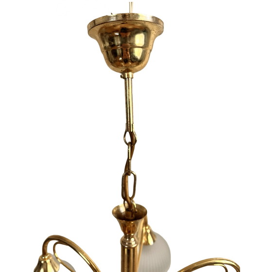 Image 1 of Brass Five-Arm Hollywood Regency Chandelier, Italy, 1970S.