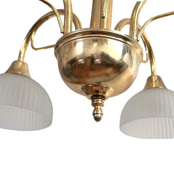 Image 1 of Brass Five-Arm Hollywood Regency Chandelier, Italy, 1970S.