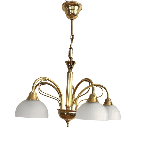 Image 1 of Brass Five-Arm Hollywood Regency Chandelier, Italy, 1970S.