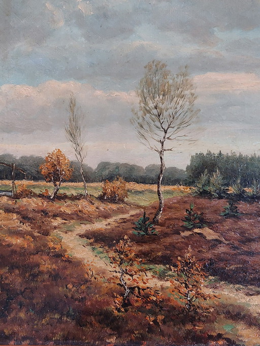 Dutch Heathland Landscape  - Oil On Canvas