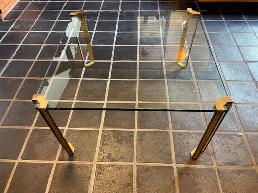 Peter Ghyczy coffee table made of glass and brass